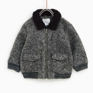 ZARA Baby coat with Sherpa collar